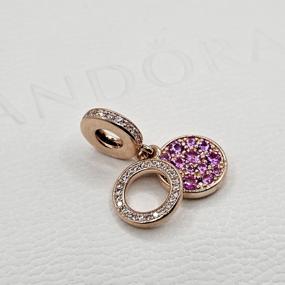 🎁Authentic Pandora ROSE SPARKLING DANGLE CHARM - Picture 2 of 8